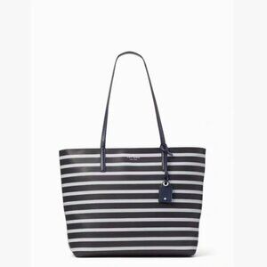 NWT Kate Spade Janie Horizontal Stripe Tote (Navy/White)